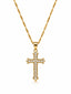Gold Full Pave Cross Necklace - Twisted Rope Style, Chain Jewelry Necklaces for Elegant Occasions