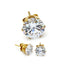 Men Stud Earrings CZ 14K Gold Plated Stainless Steel Jewelry round 8 Mm