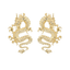 Gold Dragon Stud Earrings for Women – Detailed Asian Dragon Statement Earrings - KARMARKA