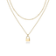 Gold-Tone Lock Pendant Layered Necklace for Women – Dainty Double Chain Jewelry - KARMARKA