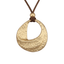 Gold-Tone Textured Circle Pendant Necklace for Women – Boho Leather Cord Statement Jewelry - KARMARKA