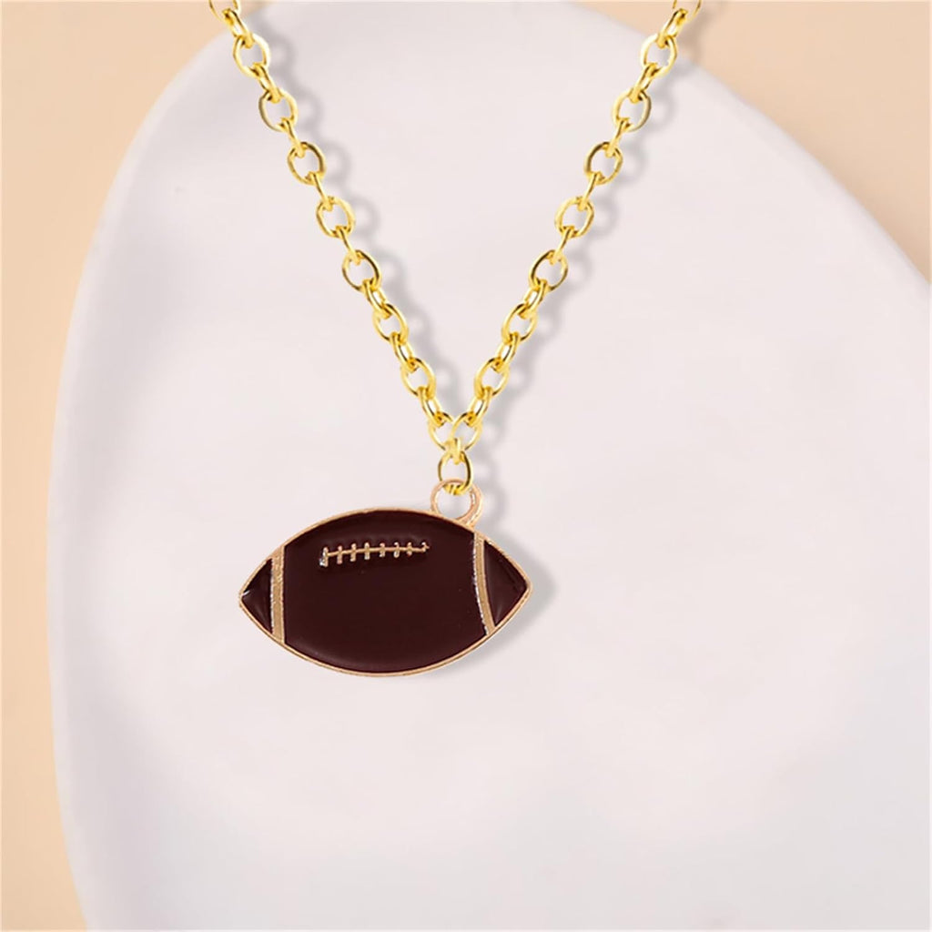 Cool Football Necklaces for Women Unique Letter Love Soccer Sports Pendant Necklaces Holiday Party Game Jewelry