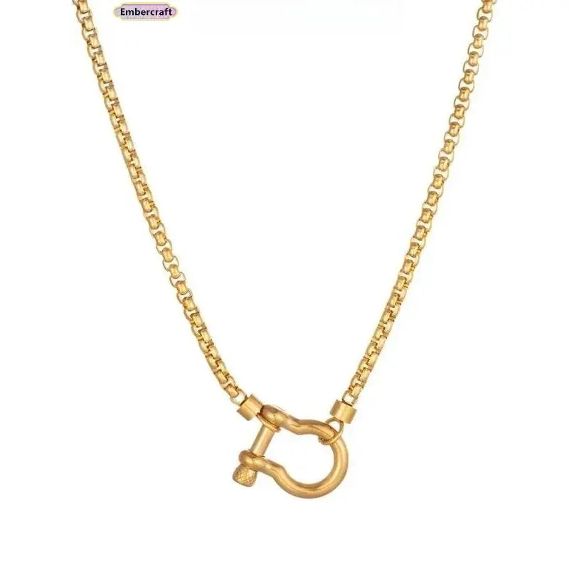 Dual-Color Layered Gold Steel Chunky Chain Necklace - Unisex Gold Aesthetic Chain Jewelry Necklaces, Waterproof, Non-Tarnish, Oxidation and Color Fading Resistant, Chunky Clasp, Daily Wear Costume Jewelry, Chunky Gold Tone Necklaces,Sohochic