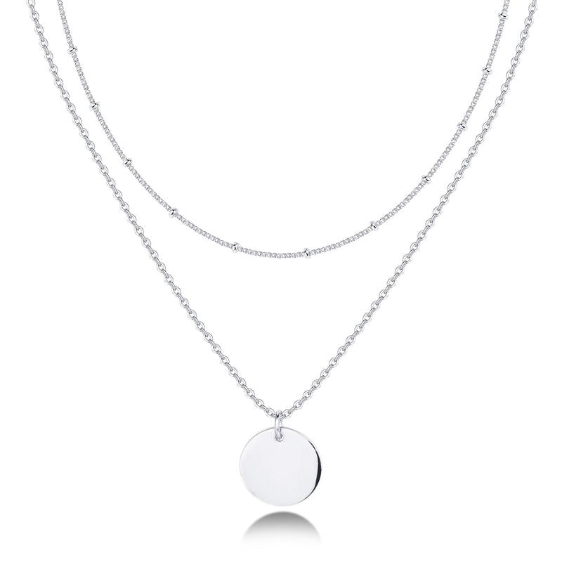 PAVOI 14K Gold Plated Women'S Minimalist Layered Coin Pendant Necklace
