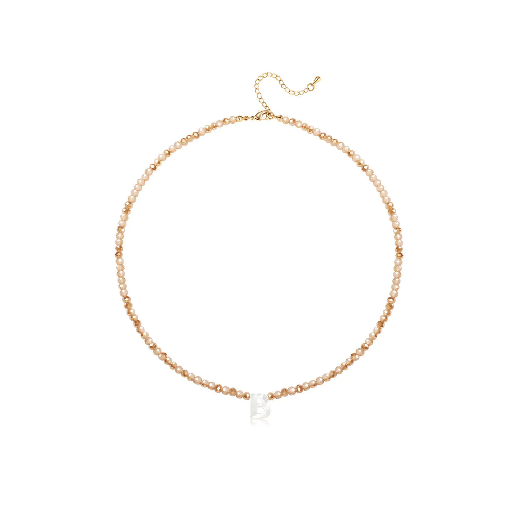 Pendant Necklaces for Women Initial Choker Necklace Beaded Shell Letter Bracelet Trendy Tiny A-Z Simple Jewelry