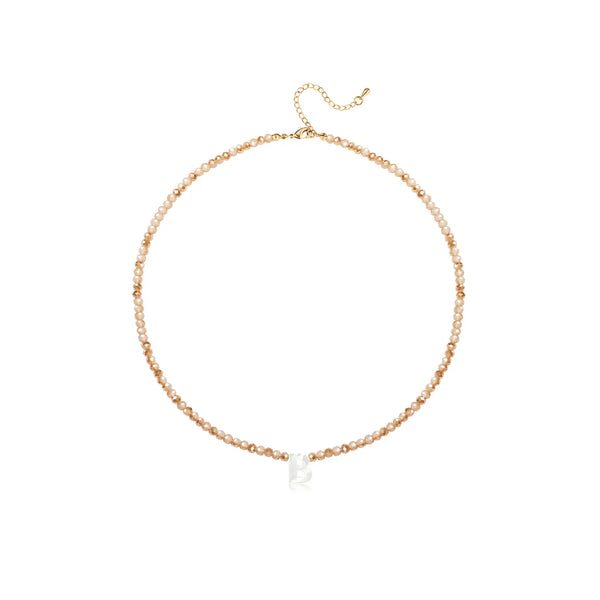Pendant Necklaces for Women Initial Choker Necklace Beaded Shell Letter Bracelet Trendy Tiny A-Z Simple Jewelry
