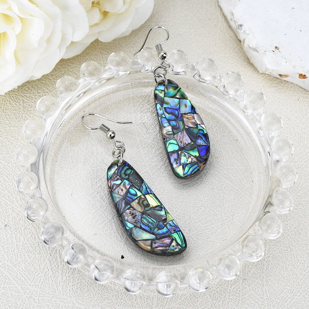 Chic Casual Abalone Shell 925 Sterling Silver Dangle Earrings,19X69Mm