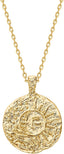 14K Gold Plated Engraved Coin Pendant Necklaces for Women