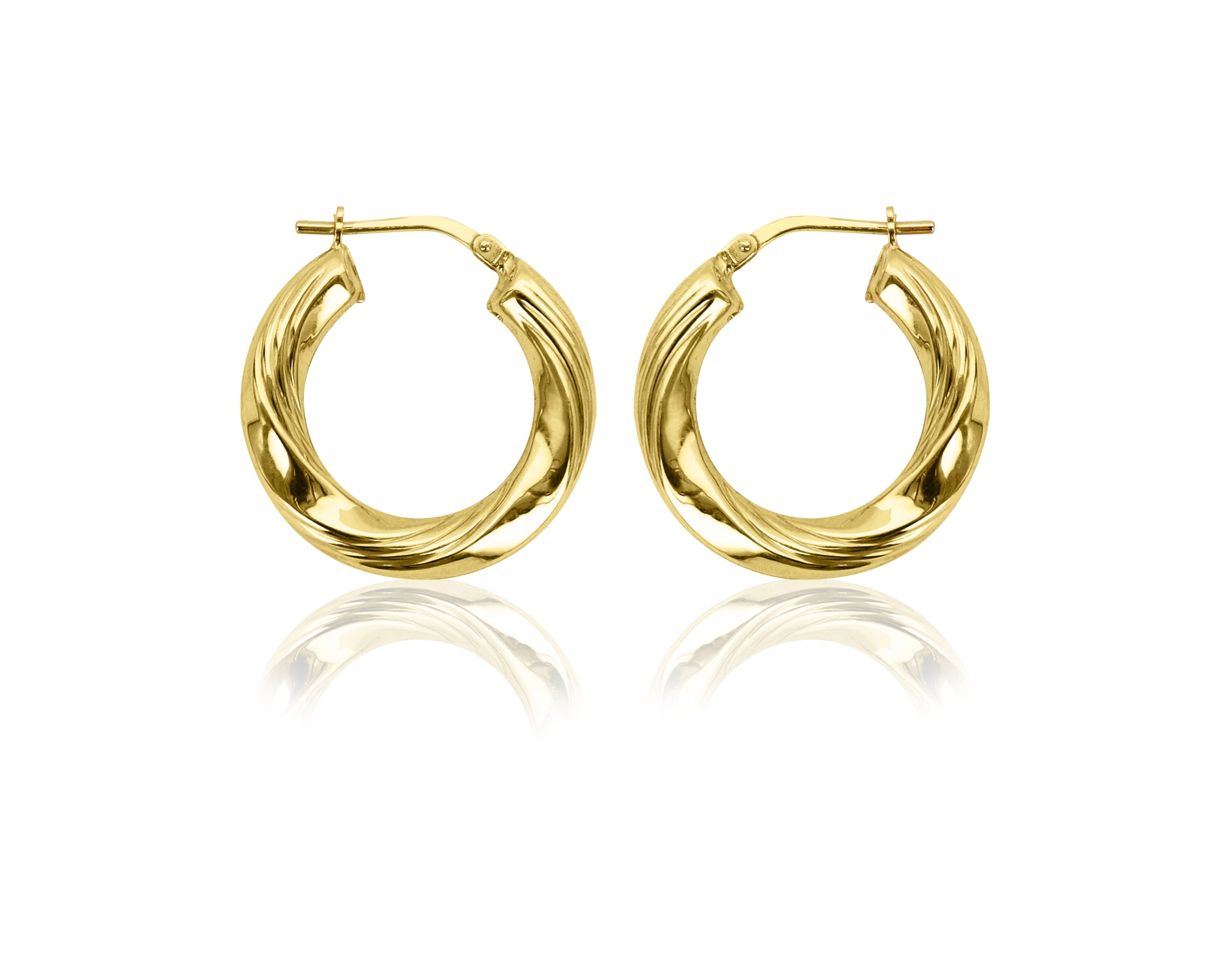 Women'S 14K Gold Plated Sterling Silver Twisted Ribbed Hoop Adults Earrings Secondary image