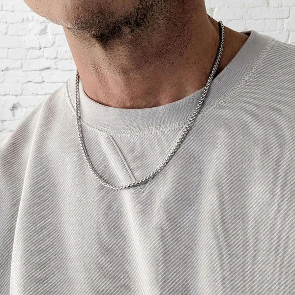 Stainless Steel Wheat Chain for Men, 2.5Mm Mens Chain Necklaces for Men, Boys and Women 16-24 Inch, Christmas Gifts