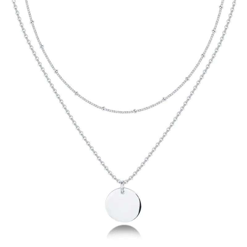 PAVOI 14K Gold Plated Women'S Minimalist Layered Coin Pendant Necklace
