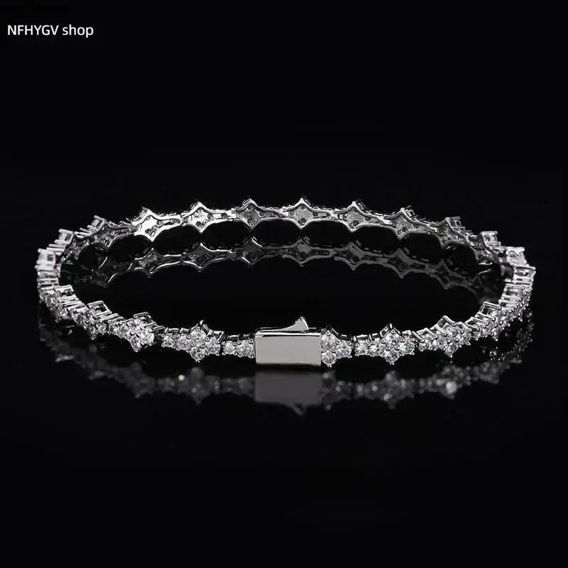 Wrist Jewelry, 6.5Mm Gold Plated CZ Tennis Bracelet, Classic Unisex Ornament, Fine Polished Accessory, Timeless Elegant Wear for Leisure Time, Events and Everyday Styling for Men and Women