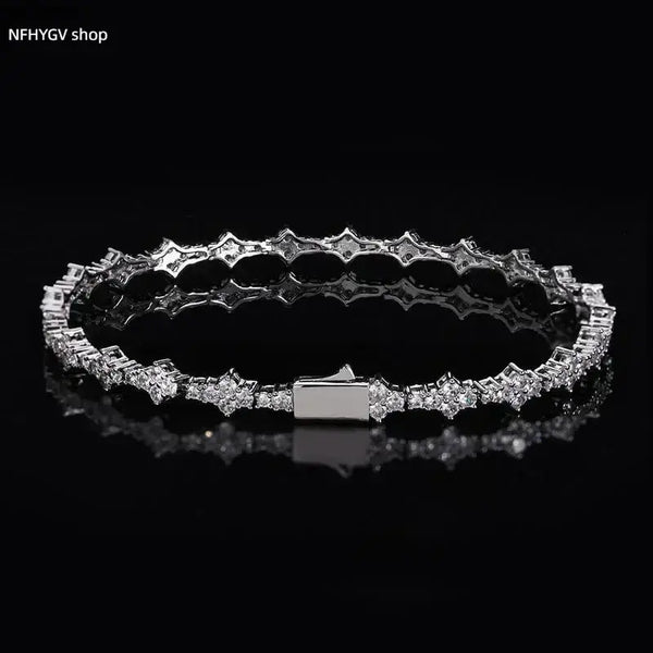 Wrist Jewelry, 6.5Mm Gold Plated CZ Tennis Bracelet, Classic Unisex Ornament, Fine Polished Accessory, Timeless Elegant Wear for Leisure Time, Events and Everyday Styling for Men and Women
