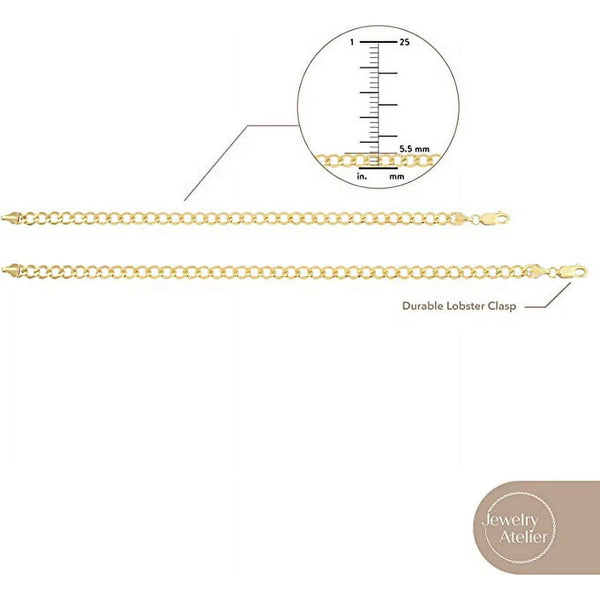 Gold Filled Chain Bracelet Collection - 14K Solid Yellow Gold Filled Miami Cuban Curb Link Chain Bracelets for Women and Men with Different Sizes (4.5Mm, 5.5Mm)