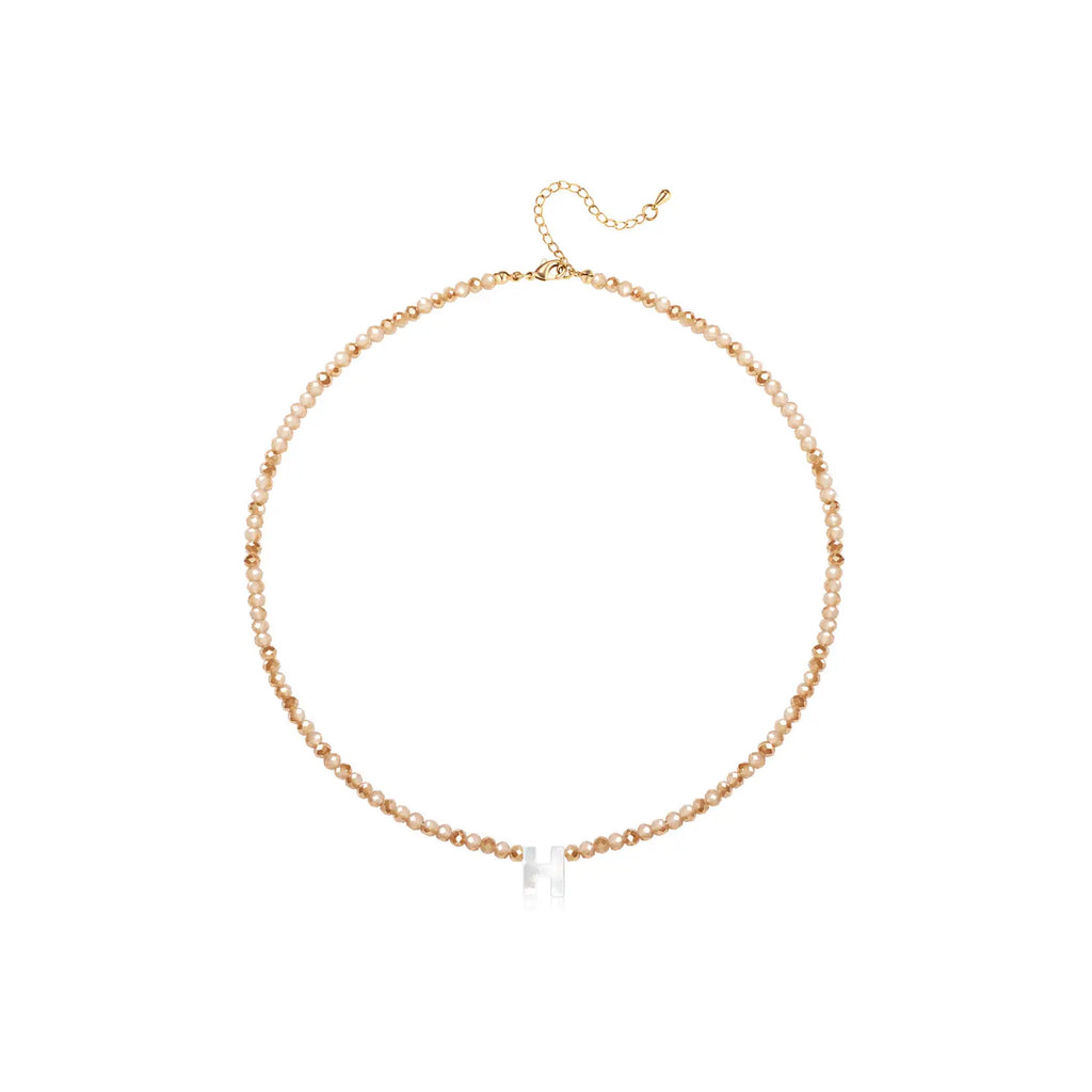 Pendant Necklaces for Women Initial Choker Necklace Beaded Shell Letter Bracelet Trendy Tiny A-Z Simple Jewelry