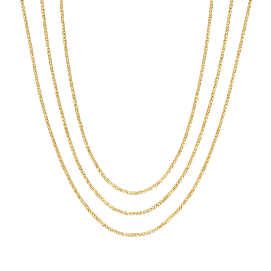 PAVOI 14K Gold Plated Layered Triple Chain Necklaces for Women - Fine Charm Jewelry - 0.55Mm 0.65Mm 0.7Mm Thick Trendy Necklace