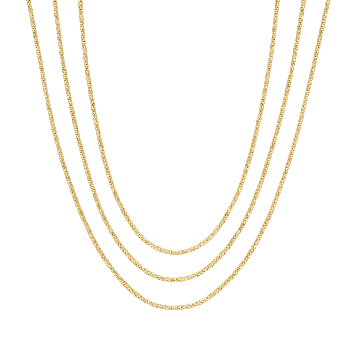 PAVOI 14K Gold Plated Layered Triple Chain Necklaces for Women - Fine Charm Jewelry - 0.55Mm 0.65Mm 0.7Mm Thick Trendy Necklace