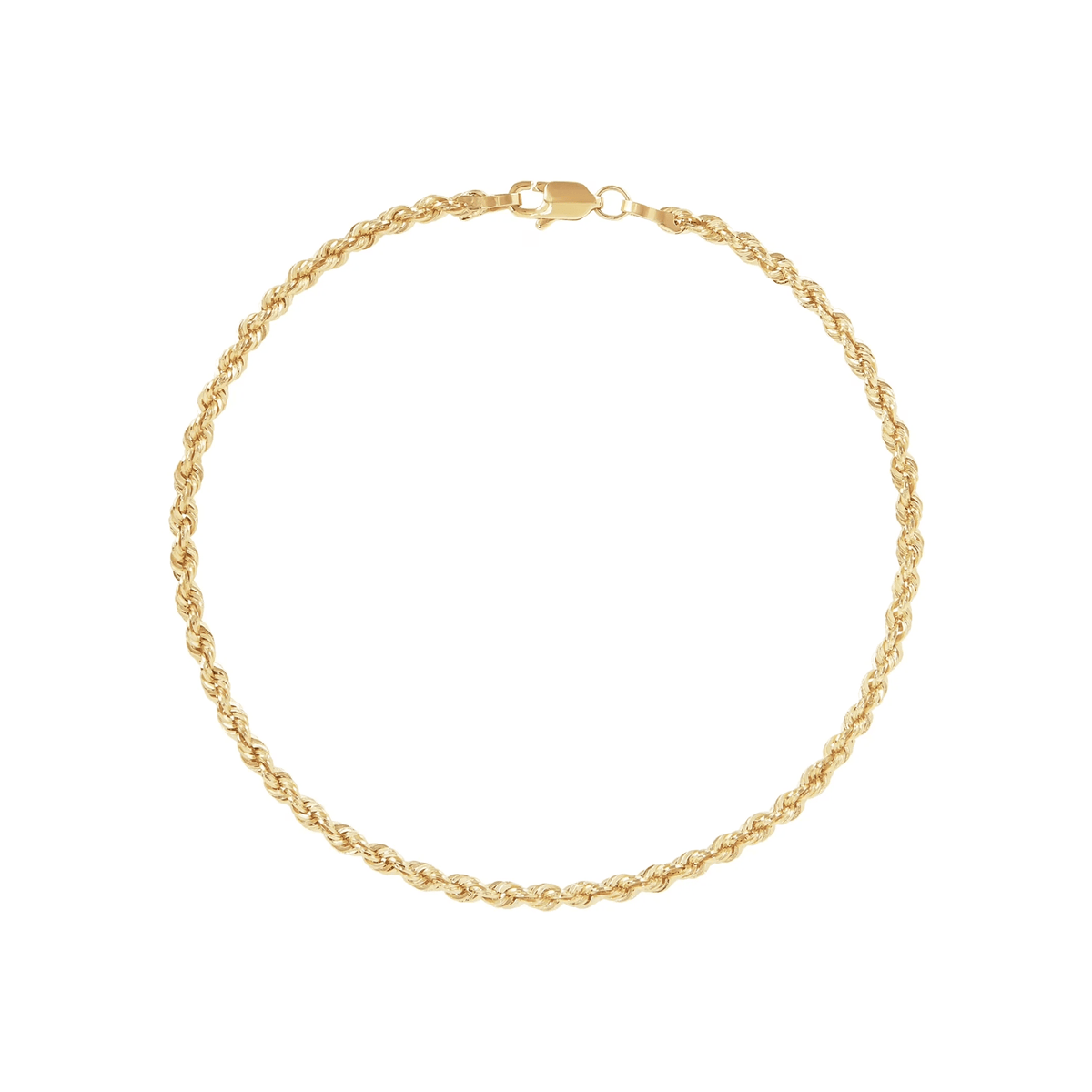 10K Yellow Gold 2.5Mm Glitter Rope Bracelet,7.5" - KARMARKA Main image