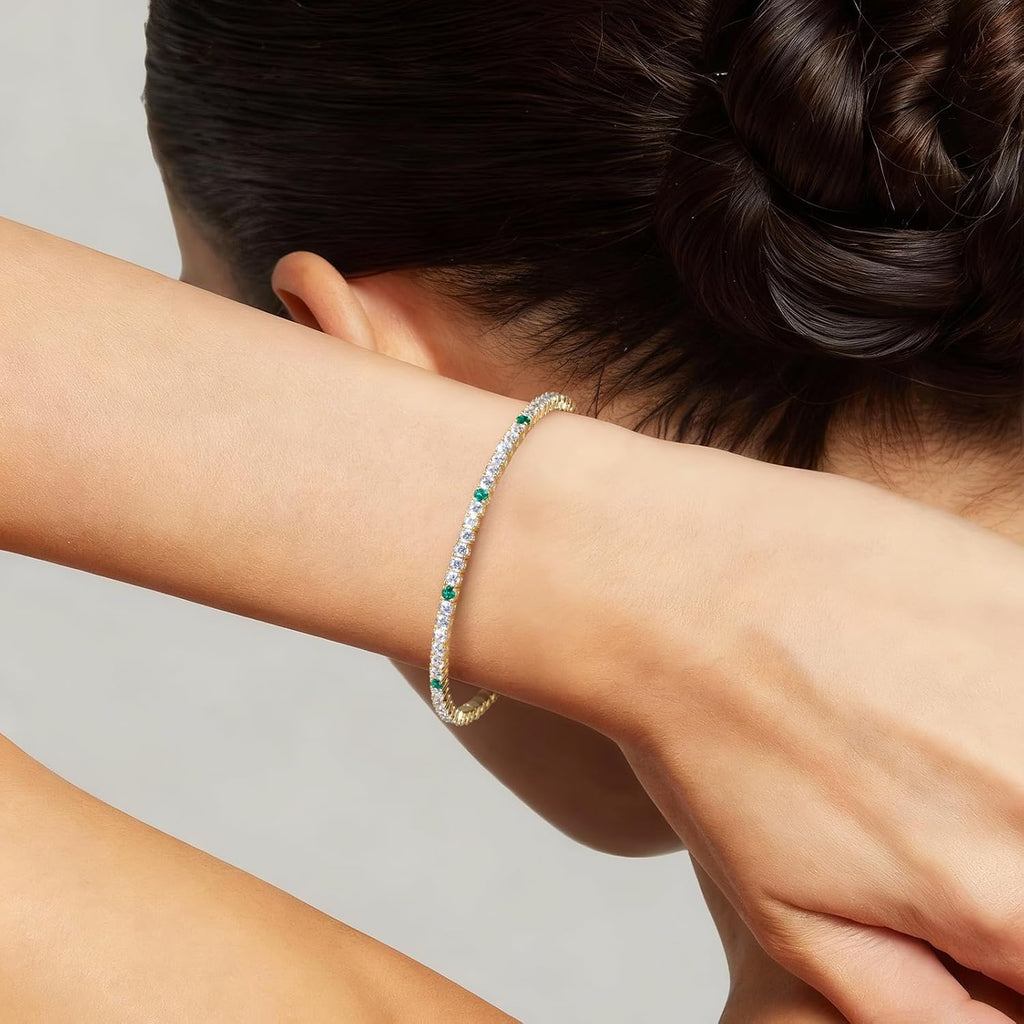 Tennis Bracelets for Women Non Tarnish, Flexible Gold Bangle Bracelets