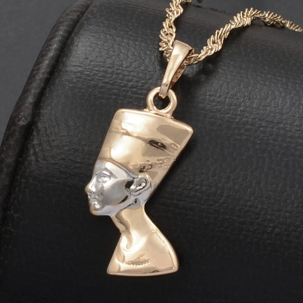 Small Ancient Egyptian Queen Pendant Necklaces Egypt Nefertiti Head Portrait Jewelry @005604