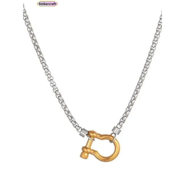 Dual-Color Layered Gold Steel Chunky Chain Necklace - Unisex Gold Aesthetic Chain Jewelry Necklaces, Waterproof, Non-Tarnish, Oxidation and Color Fading Resistant, Chunky Clasp, Daily Wear Costume Jewelry, Chunky Gold Tone Necklaces,Sohochic
