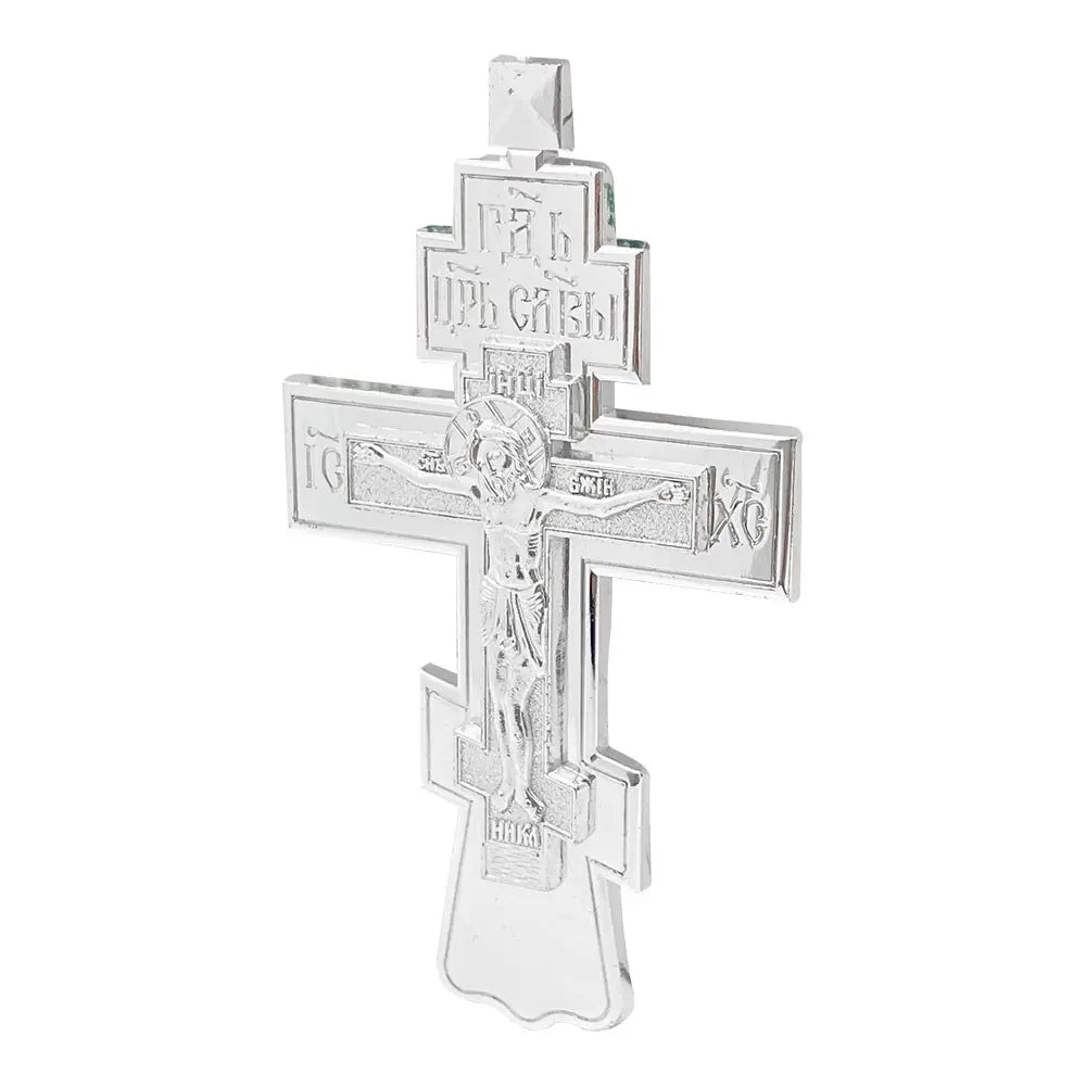 Eastern Orthodox Cross Medallion Pendant Design Necklace Chain Necklaces 47" Chain Zinc Alloy Crucifix Religious Jewelry Gift for Men and Women Faith Pendant Necklace