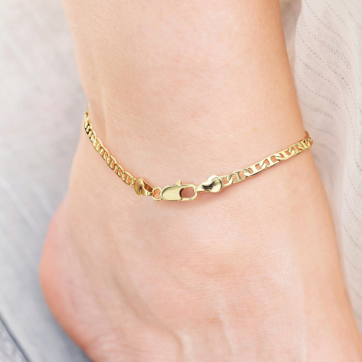 Ankle Bracelets 14K Gold Ankle Bracelets for Women 3.6Mm 9-11”