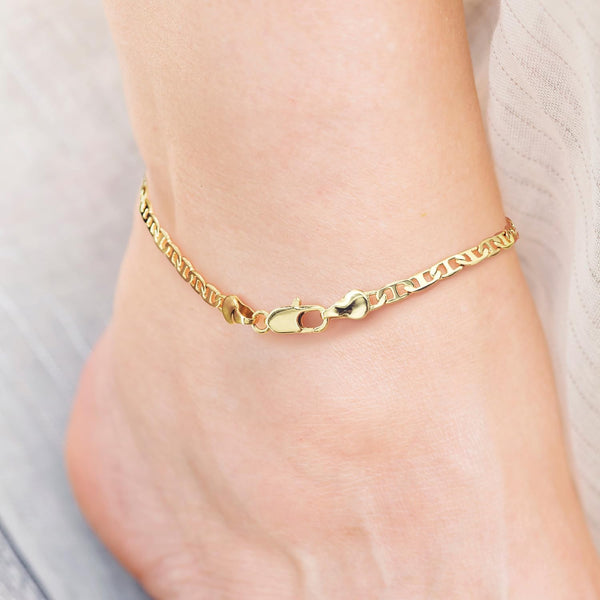 Ankle Bracelets 14K Gold Ankle Bracelets for Women 3.6Mm 9-11”