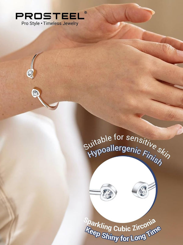 Stainless Steel Birthstone Bracelets for Women Cuff Bracelets