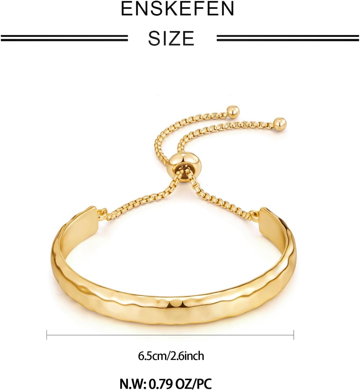 14K Gold Bracelets for Women Adjustable Slider Bracelet Bangle Bracelets for Women Trendy Chain Bracelet - KARMARKA