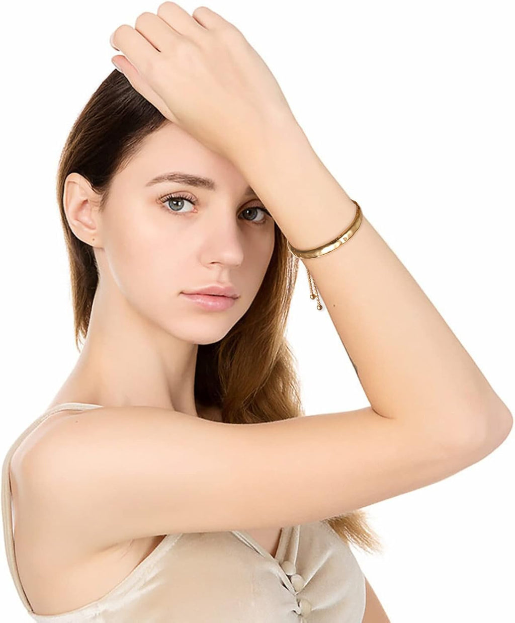 14K Gold Bracelets for Women Adjustable Slider Bracelet Bangle Bracelets for Women Trendy Chain Bracelet - KARMARKA