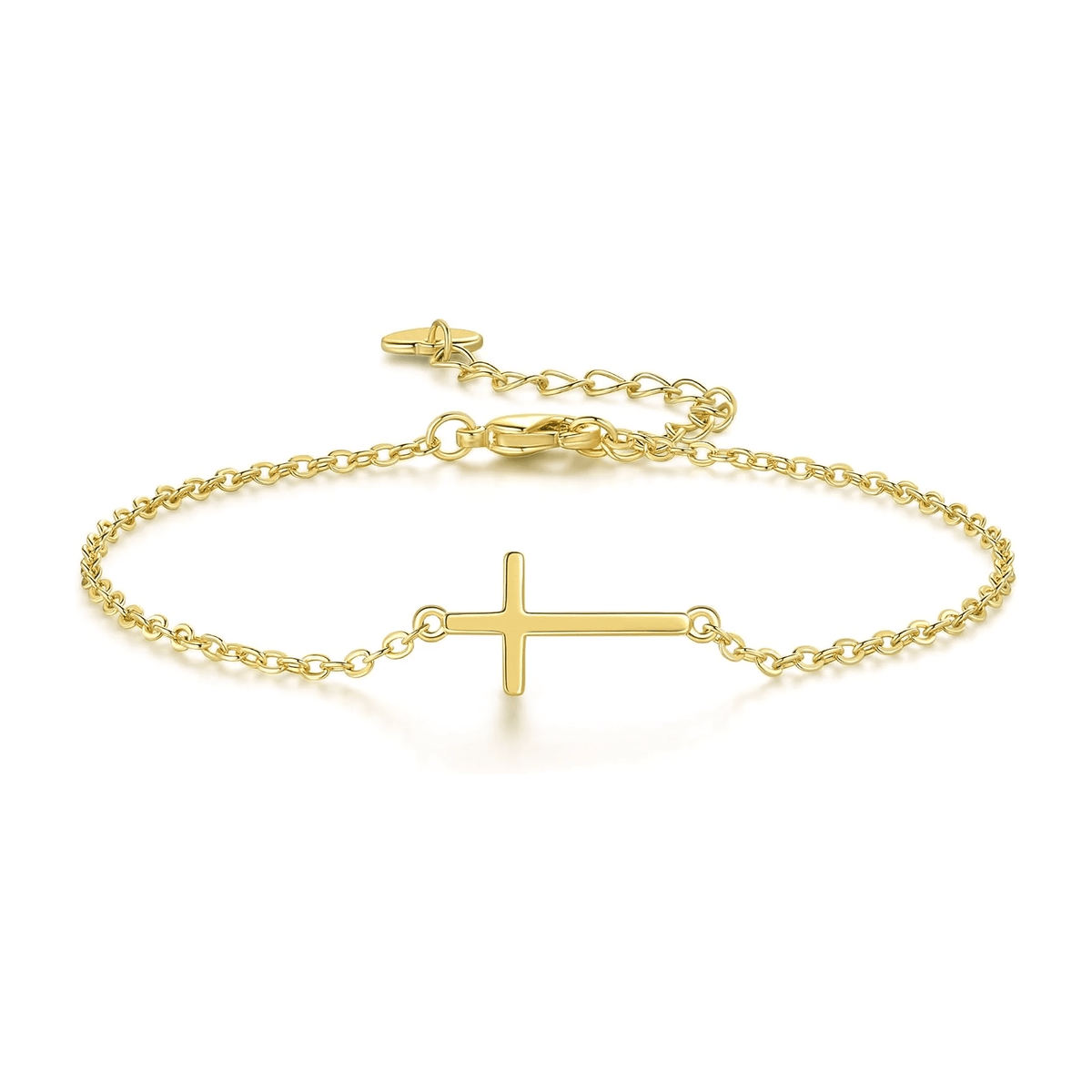 14K Gold Bracelets for Women Gold Bracelet for Womens Reliable Dainty Cross Bracelet for Womens Thin Charm Trendy Cross Bracelets for Women - KARMARKA Main image