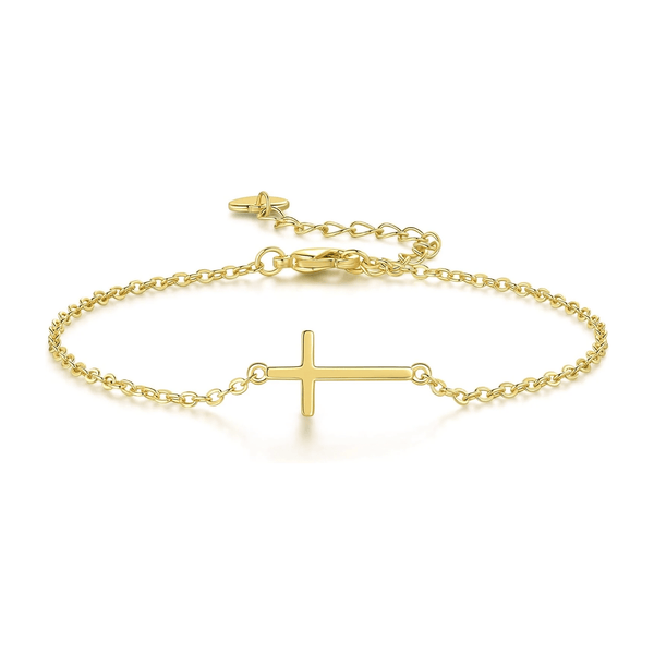 14K Gold Bracelets for Women Gold Bracelet for Womens Reliable Dainty Cross Bracelet for Womens Thin Charm Trendy Cross Bracelets for Women - KARMARKA