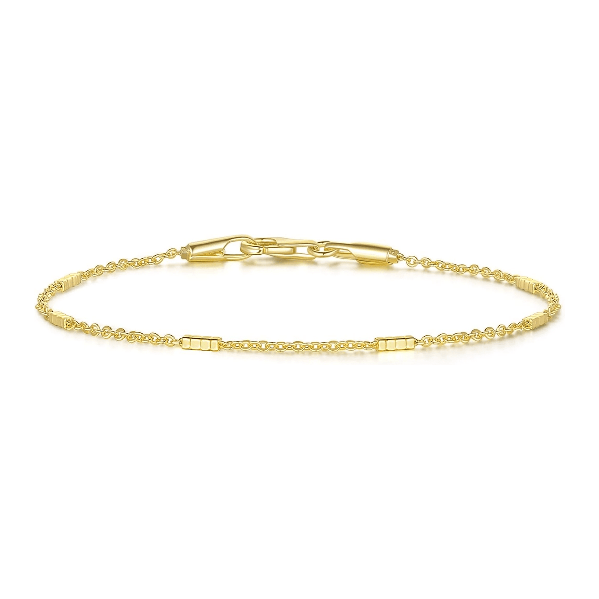 14K Gold Bracelets for Women Small Square Pillar Mens Chain Bracelet - KARMARKA Main image