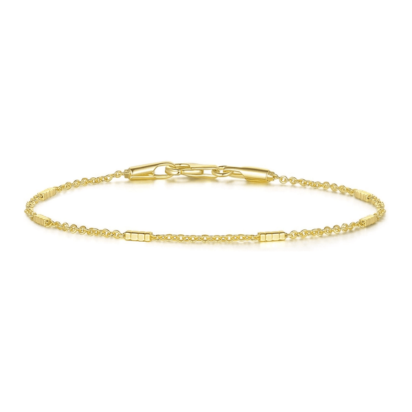 14K Gold Bracelets for Women Small Square Pillar Mens Chain Bracelet - KARMARKA