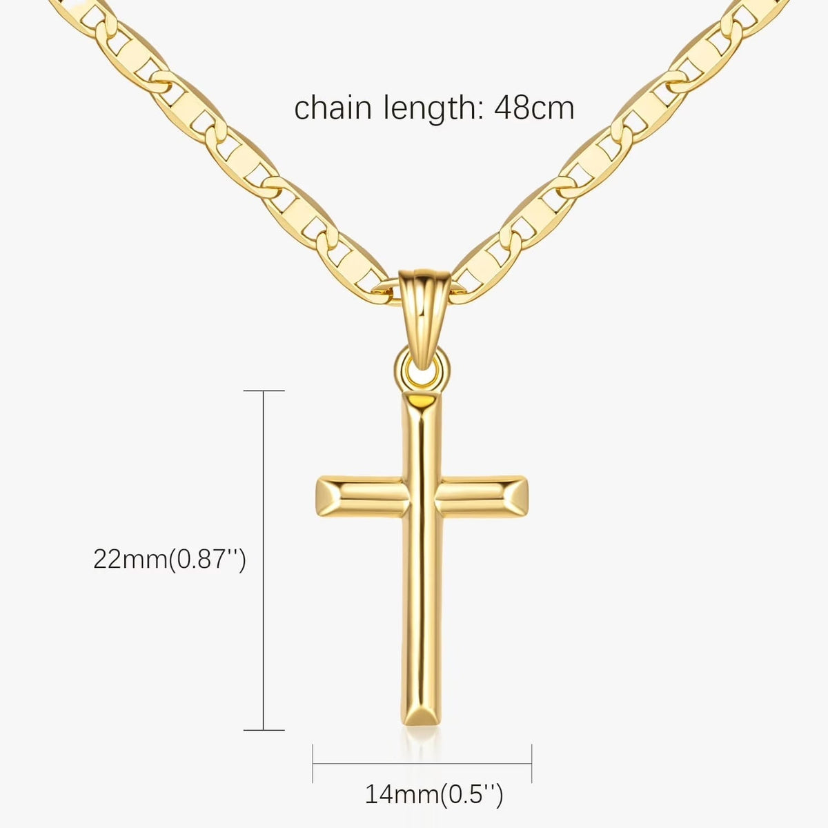 14K Gold Cross Necklace for Women Gold Chain with Minimalist Cross Pendant, Elegant Faith Jewelry Gift, Classic Gold Plated Cross Necklace for Women - KARMARKA