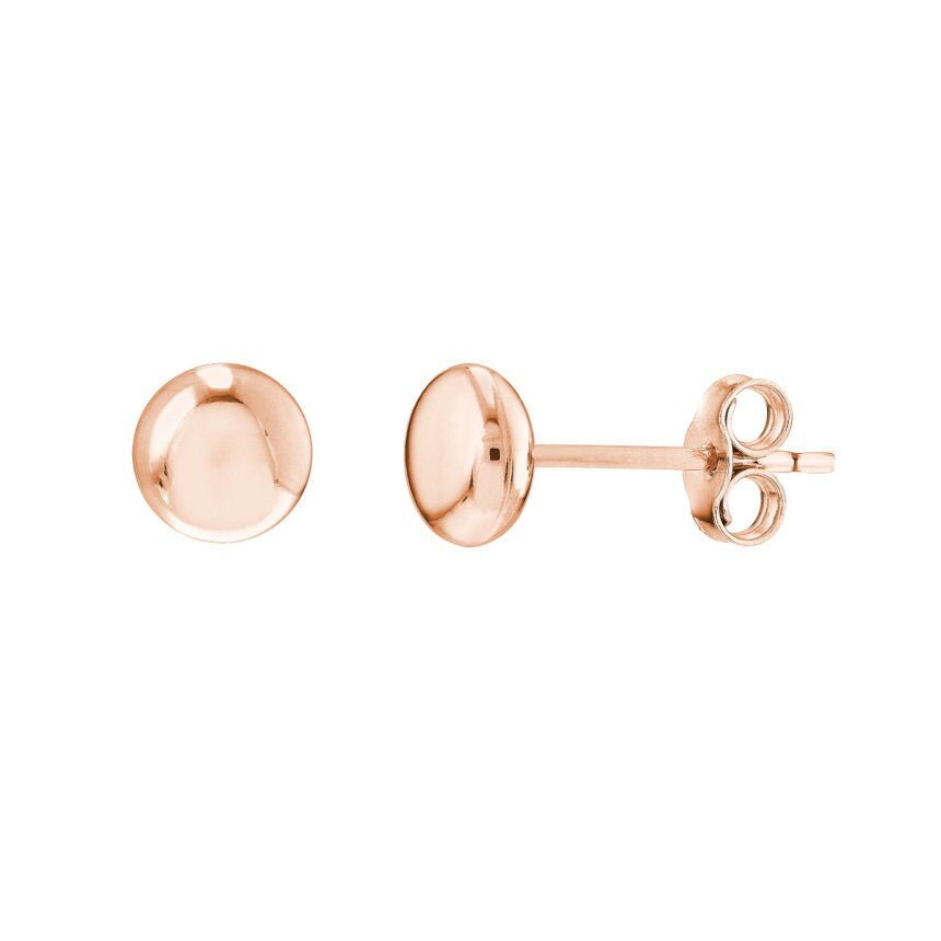 14K Gold Flat Ball Stud Earrings – 5.5mm Everyday & Second Hole Earrings - KARMARKA