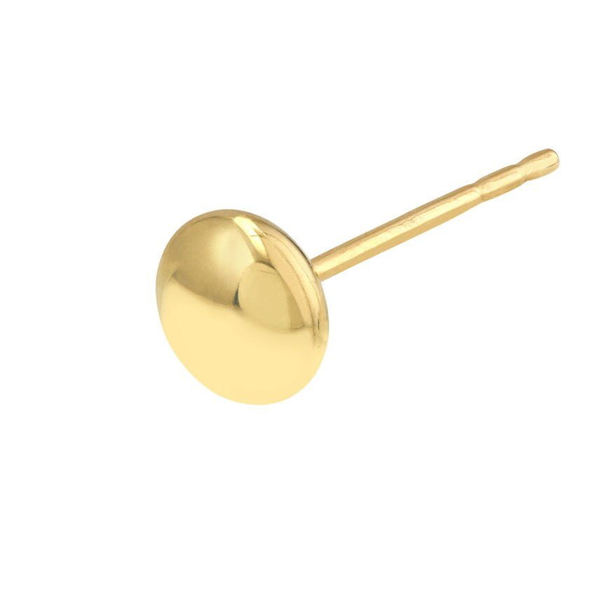 14K Gold Flat Ball Stud Earrings – 5.5mm Everyday & Second Hole Earrings - KARMARKA