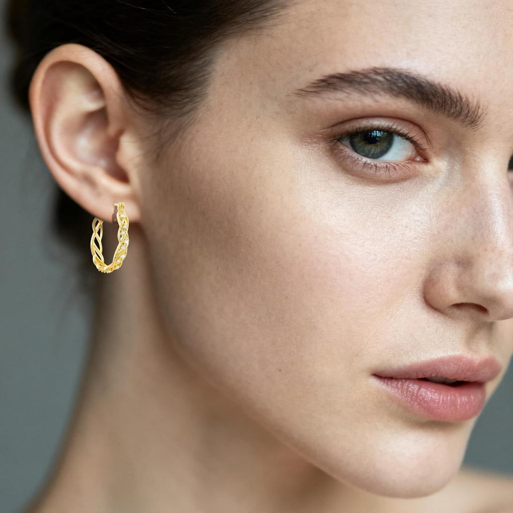 14K Gold Hoop Earrings 14K Gold Earrings for Women Hypoallergenic Large 25Mm Huggie Hoop Earrings Trendy Elegant Gold Earring Jewelry Gift - KARMARKA