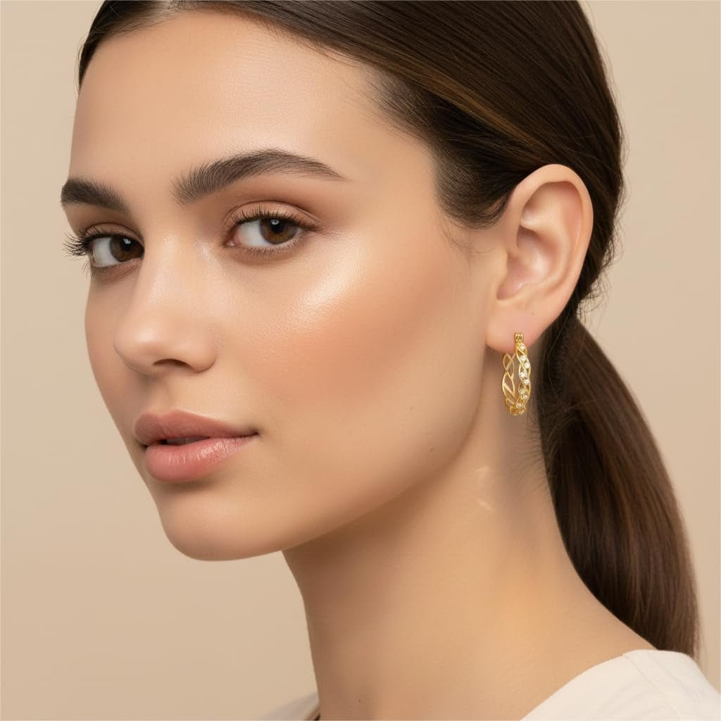 14K Gold Hoop Earrings 14K Gold Earrings for Women Hypoallergenic Large 25Mm Huggie Hoop Earrings Trendy Elegant Gold Earring Jewelry Gift - KARMARKA
