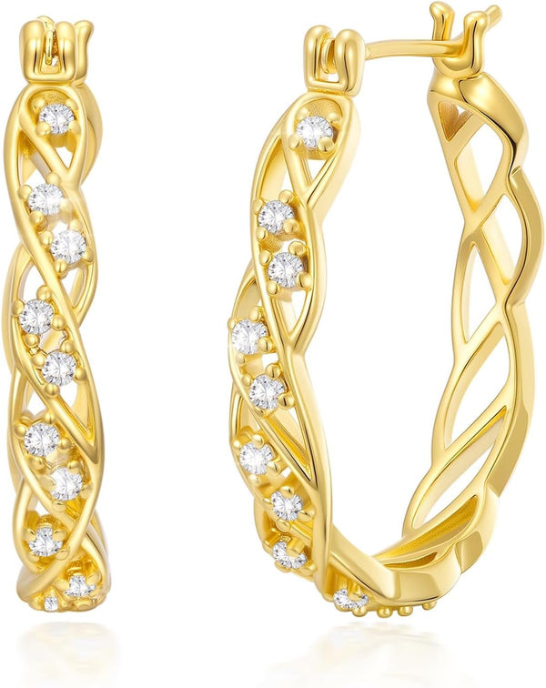 14K Gold Hoop Earrings 14K Gold Earrings for Women Hypoallergenic Large 25Mm Huggie Hoop Earrings Trendy Elegant Gold Earring Jewelry Gift - KARMARKA