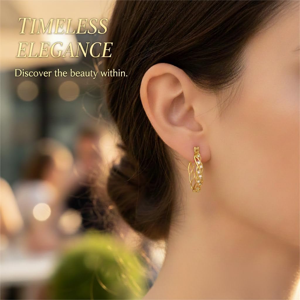 14K Gold Hoop Earrings 14K Gold Earrings for Women Hypoallergenic Large 25Mm Huggie Hoop Earrings Trendy Elegant Gold Earring Jewelry Gift - KARMARKA