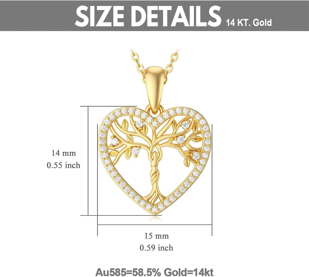 14K Gold Mother and Daughter/Son Necklaces Tree of Life Family Tree Pendant Necklaces 16''-18'' - KARMARKA