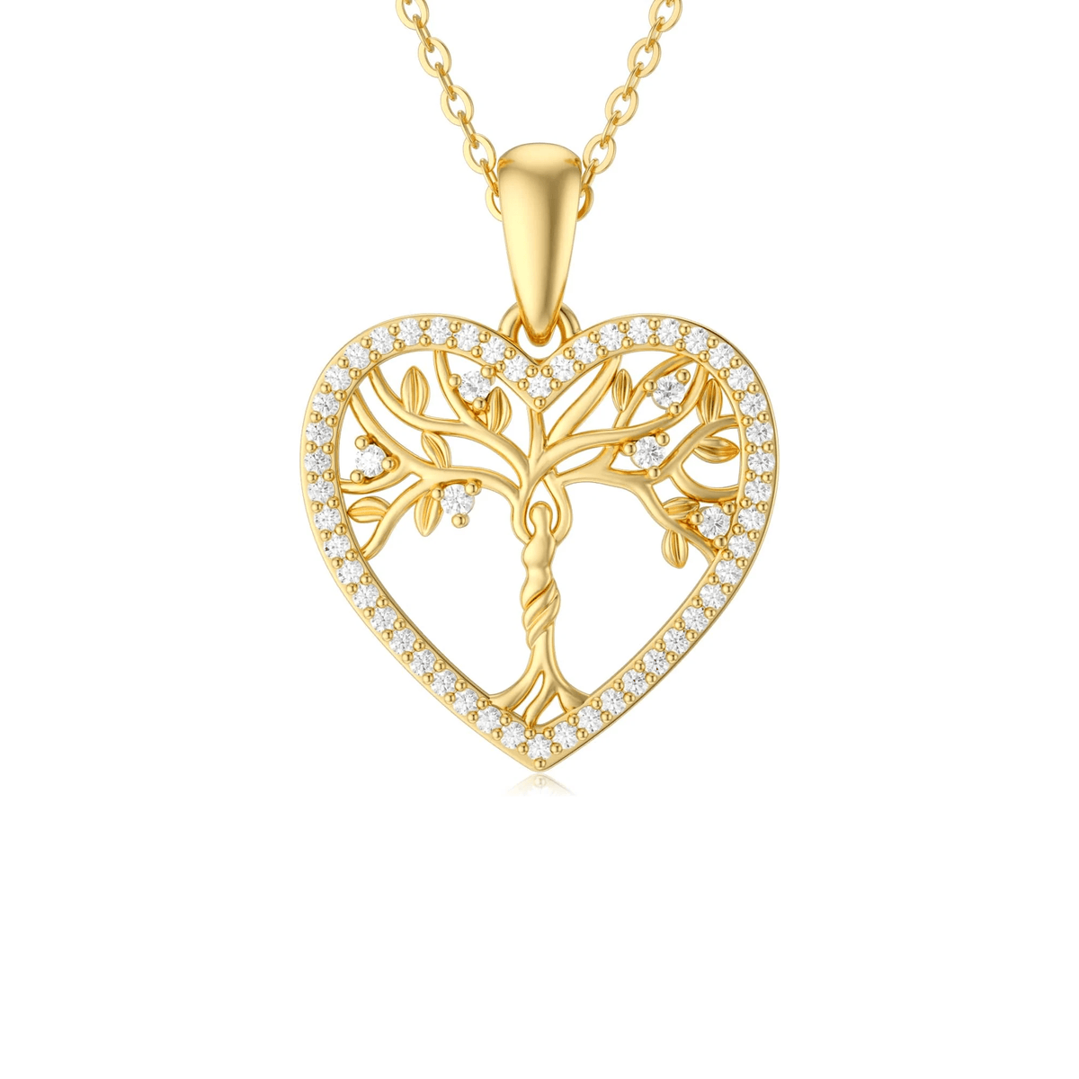 14K Gold Mother and Daughter/Son Necklaces Tree of Life Family Tree Pendant Necklaces 16''-18'' - KARMARKA Main image