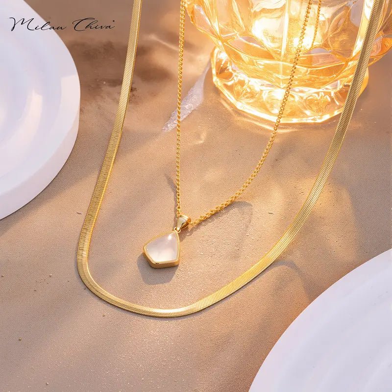 14K Gold Necklace for Women | Dainty CZ Pendant Jewelry - KARMARKA