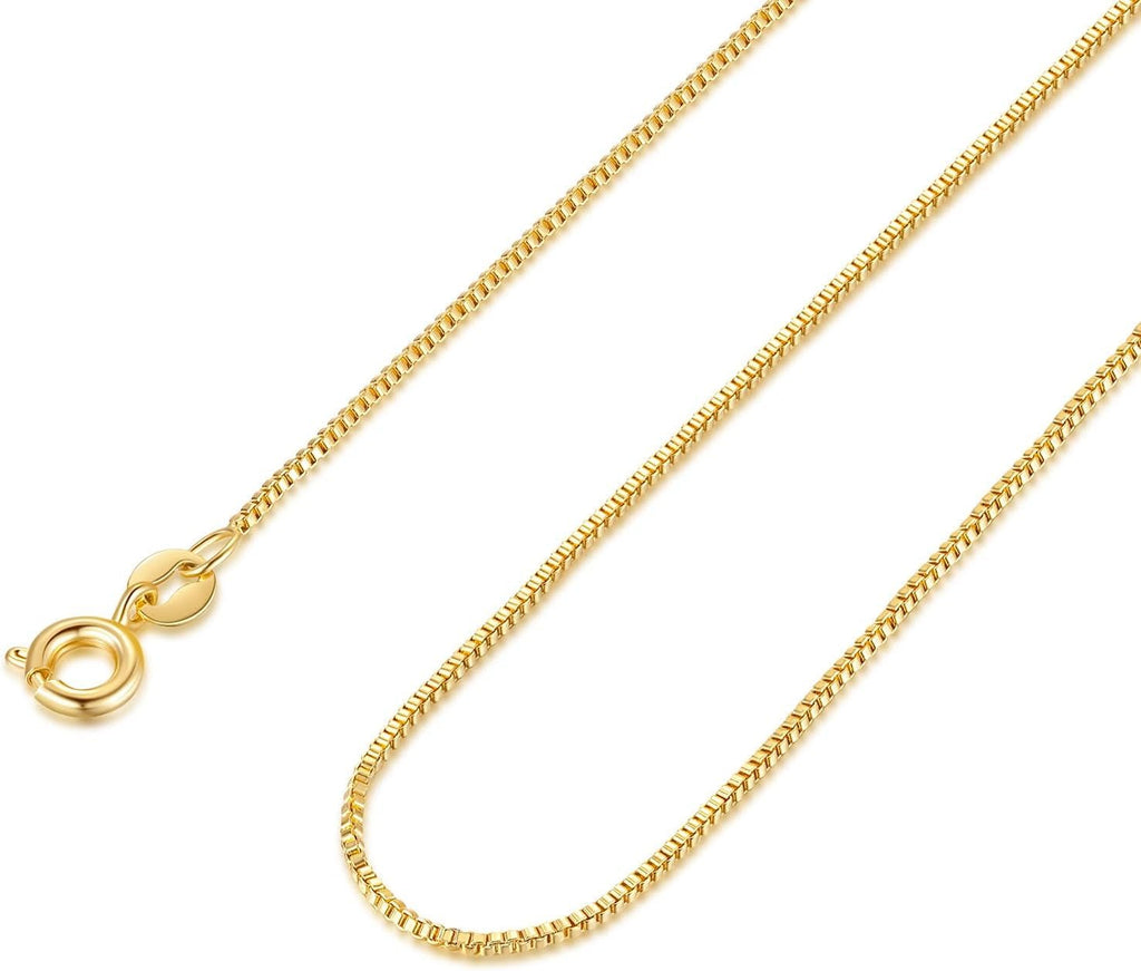 14K Gold Necklace for Women Gold Box Chain Necklace for Women - KARMARKA