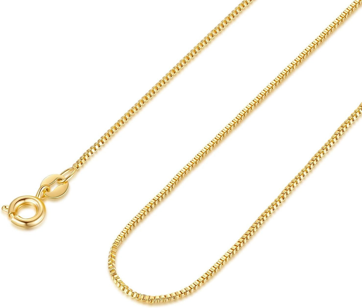 14K Gold Necklace for Women Gold Box Chain Necklace for Women - KARMARKA