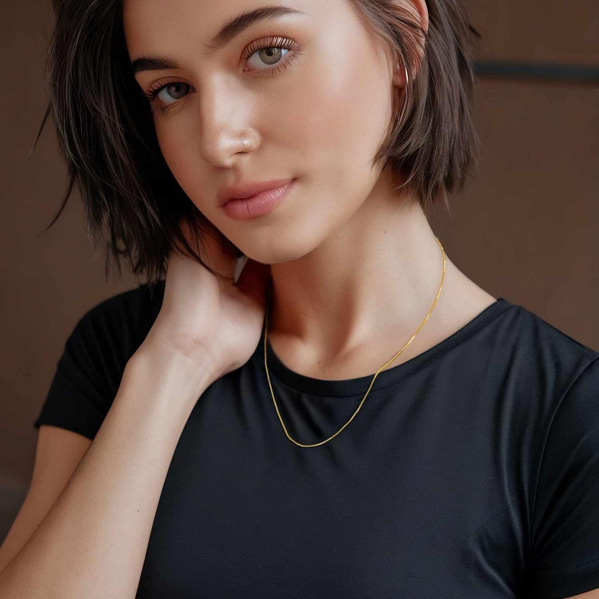 14K Gold Necklaces for Women Men Gold Box Chain Necklace for Women - KARMARKA