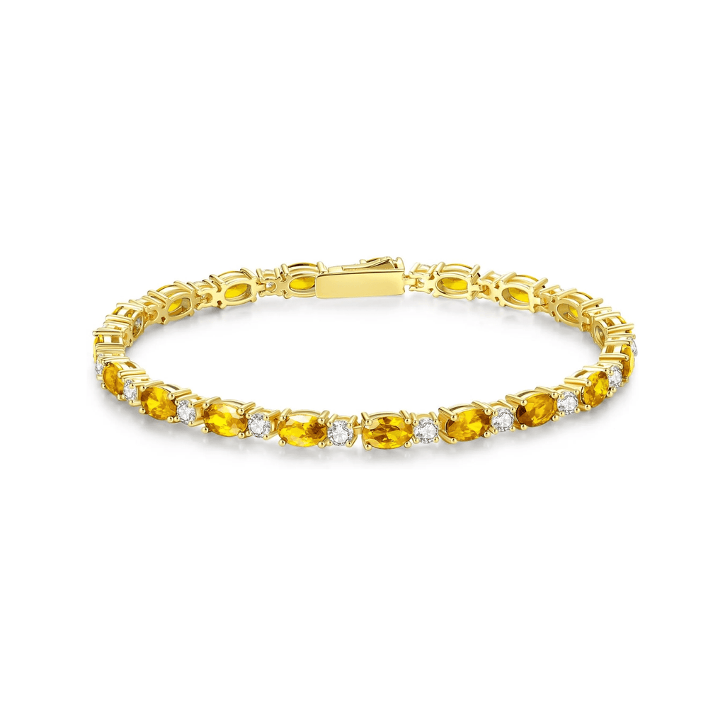 14K Gold Plated Birthstone Tennis Bracelet for Women – 7" Elegant Crystal Bracelet - KARMARKA