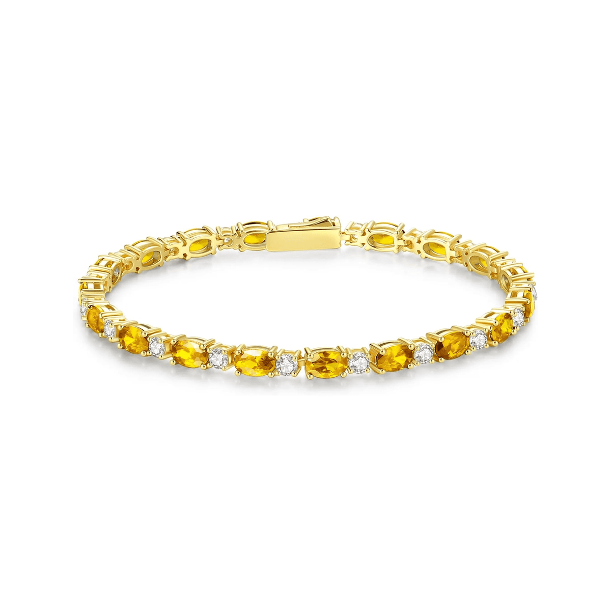 14K Gold Plated Birthstone Tennis Bracelet for Women – 7" Elegant Crystal Bracelet - KARMARKA
